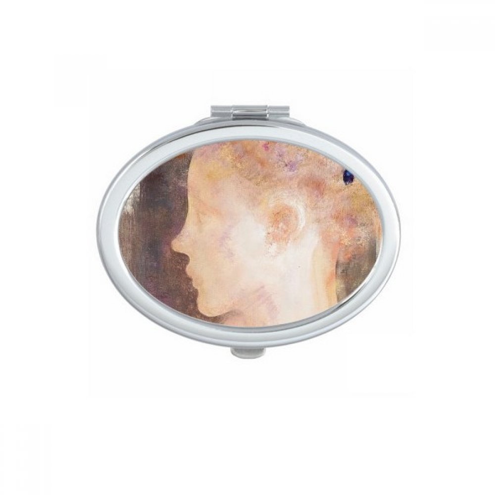Miroir de poche oval à peinture à l'huile xjj compact et portable pour retouches maquillage fille