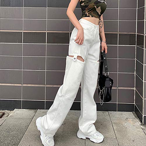 Grunge Hight Waisted Jeans Y2k Vintage Goth Straight Leg Trousers Women Punk Cargo Pants Fairycore Streetwear3