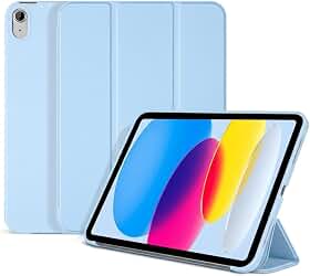 Capa Magnética para iPad 10ª e 11ª Geração MSATech – Case Fino de Silicone Premium com Suporte Ajustável, Função Sleep/Wake Automática e Proteção Translúcida Compatível com Modelos A16 (Azul claro)