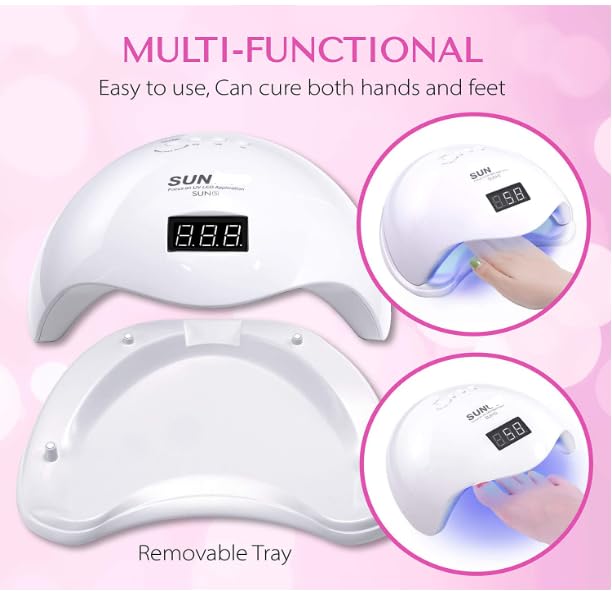 H&B Professional Intelligent 48w 24 LEDs Automatic Sensor LED UV Nail Dryer Nail Curing Nail Art Lamp Manicure Pedicure Tool Gel Based Nail Polish for All Kind of Nail Paints - Image 2