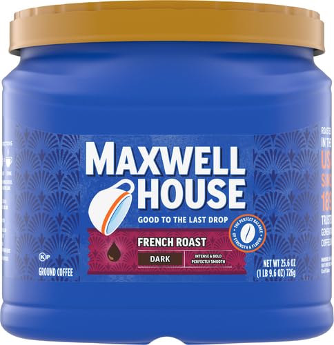 Image of Maxwell House French Roast Dark Roast Ground Coffee, 25.6 oz Canister (Pack of 6)