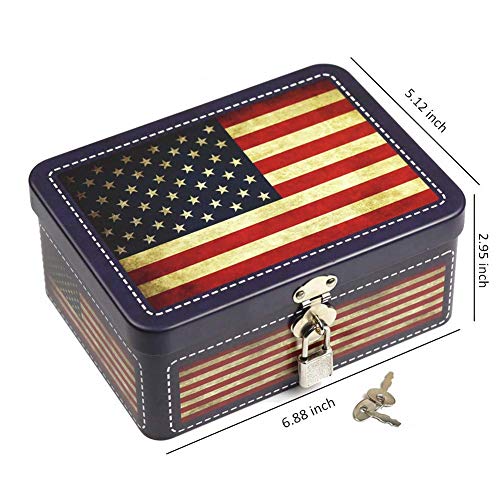 Retro Style Rectangle Tinplate Storage Box With Padlock, Home Kitchen Desktop Storage Tin Canister, Chocolate Candy Tea Coffee Cosmetics Jewelry Photos Gift Case (Apricot Flower) #TOP3