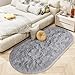 LOCHAS Bedroom Rug 2.6' x 5.3', Gray Fluffy Shaggy Area Rug for Bedroom Bedside, Soft Oval Throw Rugs Carpet for Kids Girls Nursery Living Room Home Decor