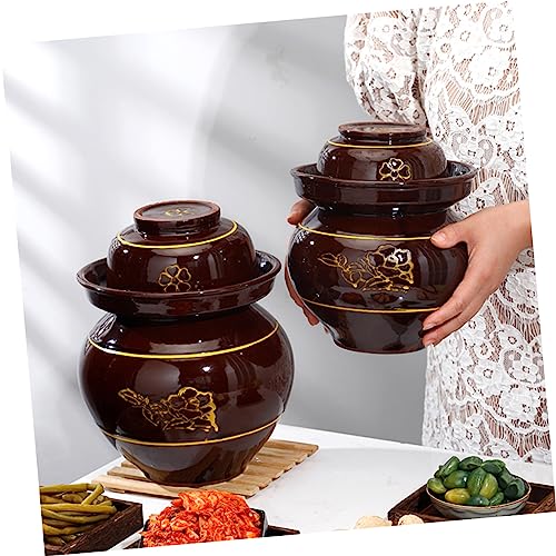 Upkoch Kimchi Altar Container For Food Korean Kimchi Lip Gloss Containers Fermenting Pot Sauerkraut Pot Ceramic Pickle Crock Vegetable Storage Jar Pickle Jar Pickle Storage Jar #TOP5