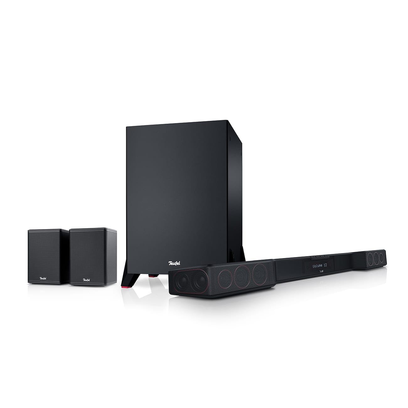 Teufel CINEBAR DUETT Surround Power Edition 4.1-Set - Soundbar mit Subwoofer & Kabellose Aktiv Rear-Speaker, Dolby Audio, Bluetooth, HDMI 3D ARC CEC - schwarz