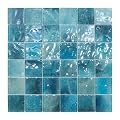 Glass Mosaic Pool Tiles Backsplash, 12" x 12" Aqua Blue 3D Wave Texture Square Tiles for Swimming Pool Accent Wall Bathroom Shower Wall (5 Sheets, 4.84 sq.ft.)