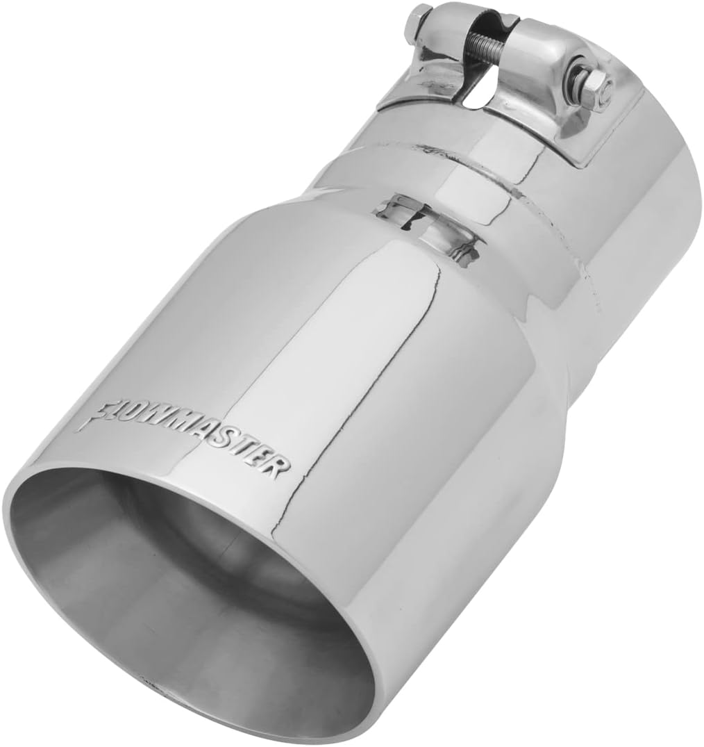 Flowmaster 15377 Exhaust Tip 4 Inch Angle Cut Polished 304 Stainless Steel Fits 3 Inch Tubing Clamp On