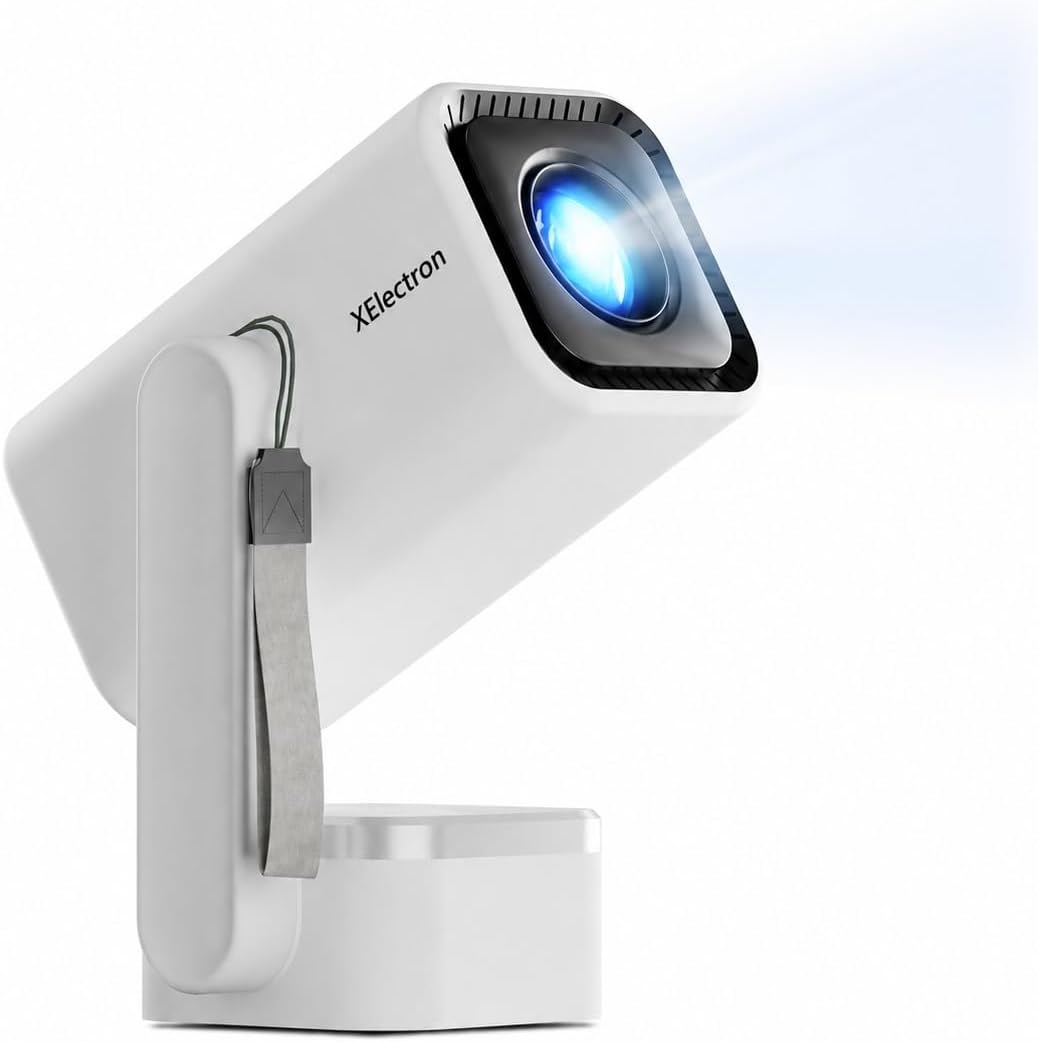 XElectron Techno Android 14 Smart Home Theater Movie HD Projector, 1080P & 4K Support, Inbuilt Speaker, Rotatable, Electric Focus, Auto & 4D Keystone with Built-in Apps, WiFi & BT, Screen Mirroring