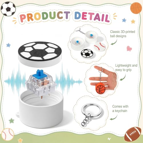 Wettarn 12 Pcs Sport Ball Fidget Clicker Keychains 3D Printed Sensory Toy for Stress Relief Autism Hyperactivity Party Favor Goodie Bag Stuffer Birthday Gift, Football, Basketball, Baseball & Soccer - Image 3