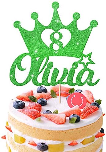 EDSG Personalised Birthday Cake Topper | Custom Crown Cake Decoration with Any Name Any Age 1 3 5 8 | Multicolour Glitter Cake Topper | Baby Pink