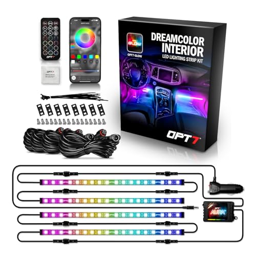 OPT7 Aura DreamColor RGB-IC LED Car Interior Light Strips, 4PC Ne