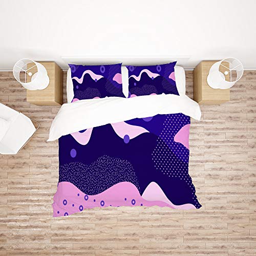 Parure de lit 100 % polyester de qualité supérieure avec housse Queen Size géométrique - 3