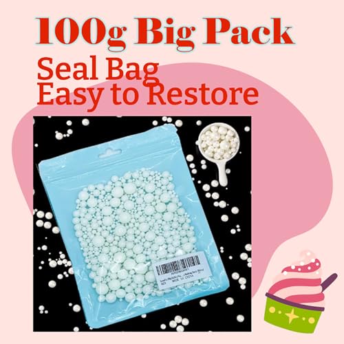 Lozadia 100g Edible Sprinkles Metalic Pearl White Sprinkles Of Cake Sprinkles, Edible Cake Decorations, Sugar Balls for Cupcake Cakes On Baby Shower Birthday Wedding Party (White) - Image 6