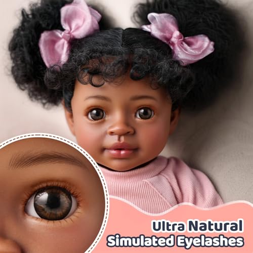 Muñeca realista BABESIDE reborn de 20 pulgadas negra miniatura 4