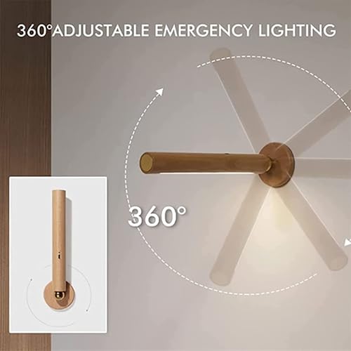 Miniatura 2 de Lámpara de pared LED de madera giratoria de 360 lámpara de pared recargable con atenuación magnética desmontable y continua, lámpara de pared