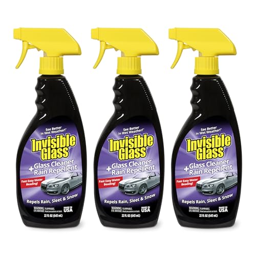 Image of Invisible Glass 92184-3PK Glass Cleaner + Rain Repellent 2-in-1 Windshield and Window Spray, Cleans Auto Glass, Repels Rain, Sleet, Snow, Improves Wet Weather Visibility - 22 fl oz (Pack of 3)