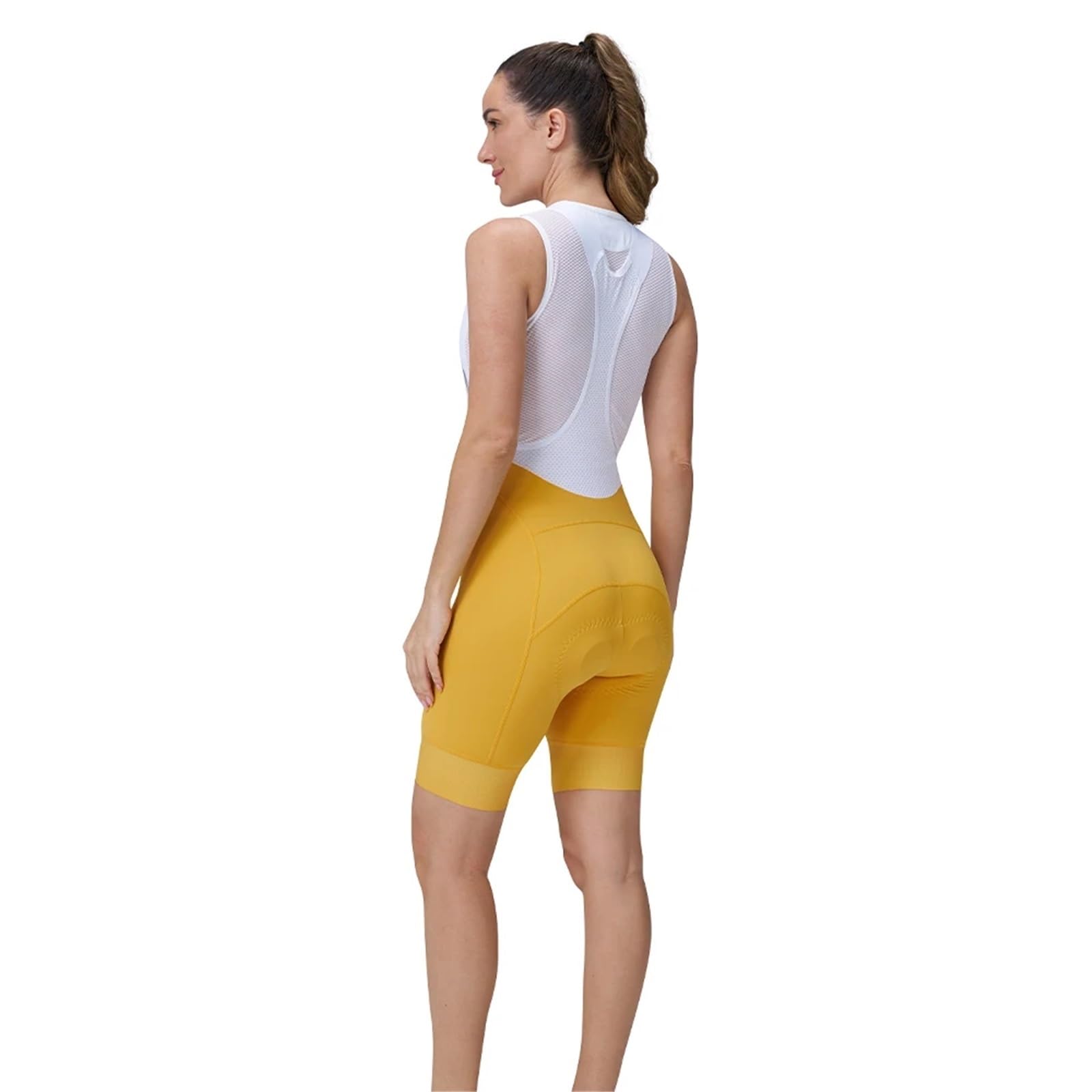 Cuissard à Bretelles Femme Cuissard de Cyclisme for Femme avec Coussinet de Cyclisme 6 Heures, Short de vélo de Route et de Montagne Respirant, Collant de vélo(White,S)