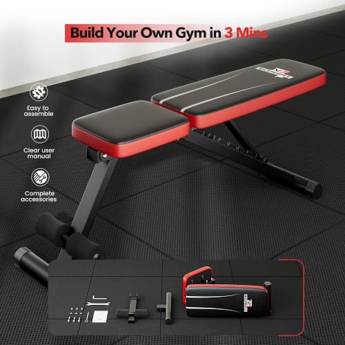 Image of NICEPEOPLE Adjustable Weight Bench for Home Gym, 660LBS Capacity Workout Bench with 8 Backrests for Chest Shoulders Arms, Compact and Foldable Strength Bench for Small Space Apartment Room