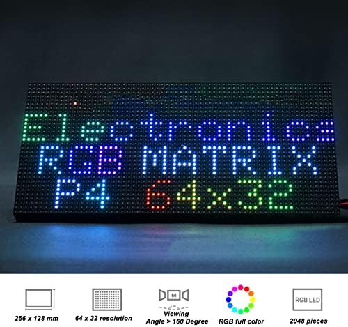 RGB Panel 64x32, 2048 DOTS Pixels 4mm Pitch 5V Sign Display for RPi, Pico, ESP32, DIY Creator Desktop, Wall Display, etc