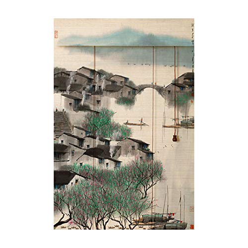 Cortinas de bambú Cortinas de partición de impresión Cortinas de puerta de elevación Cortinas enrollables Para el hogar, la oficina, el hotel, el restaurante, etc. El tamaño se puede personalizar (t