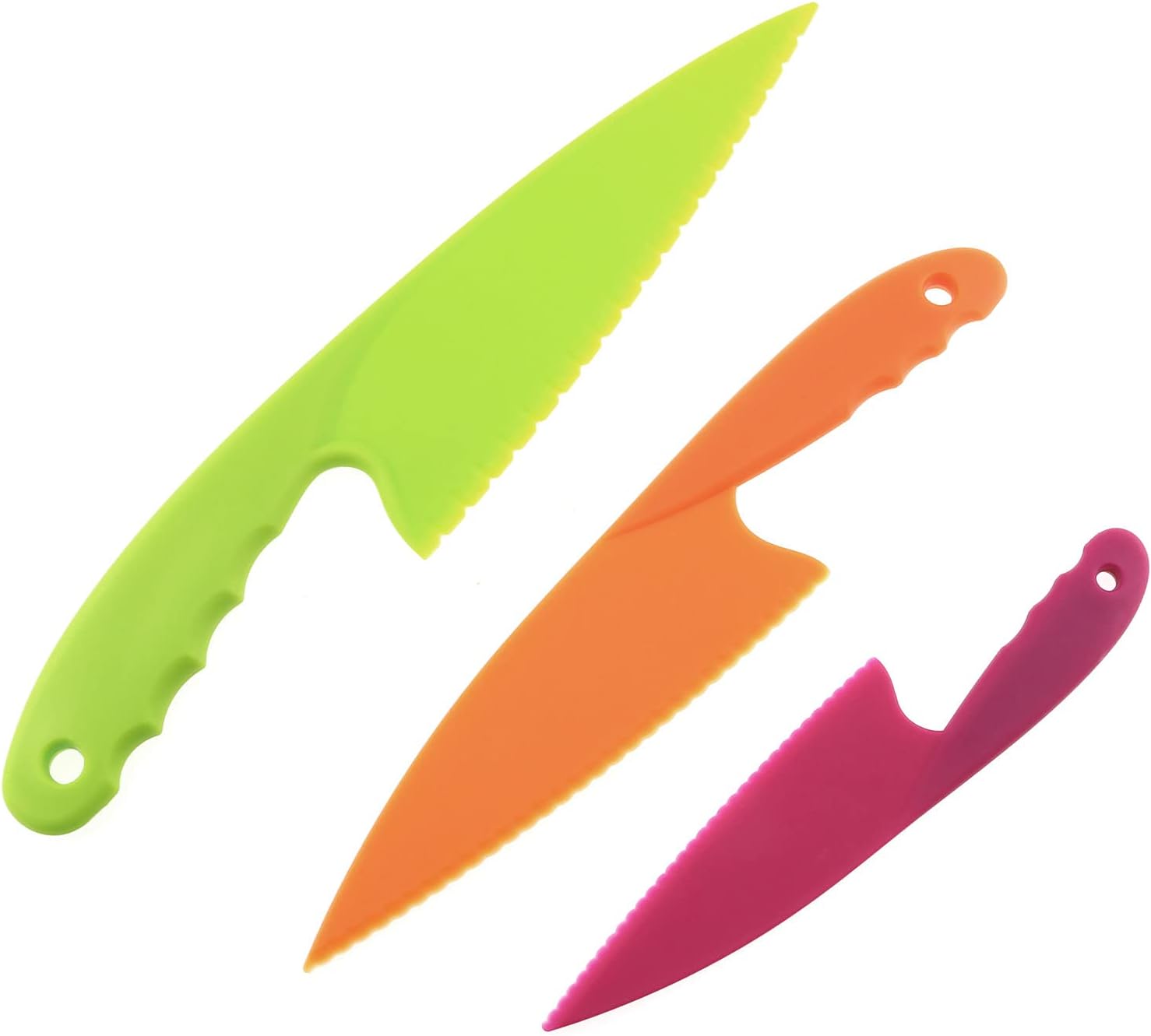 RLECS 3PCS 3 Colors Nylon Kitchen Knife Plastic Knives Set For Fruit Bread Cake Salad Lettuce Knife