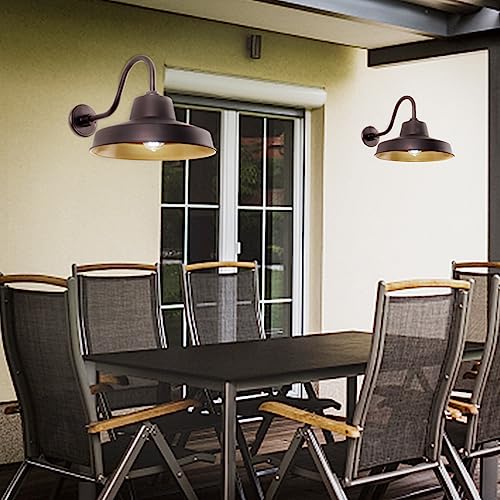 Flynix 14 Inch Outdoor Gooseneck Barn Light Fixture with 14 in. Long Extension Arm, Wall Sconce Farmhouse, Vintage, Antique, Warehouse Garage Exterior Industrial Porch Light Fixture, Oil Rubbed Bronze by Flynix - Used condition - Image 2