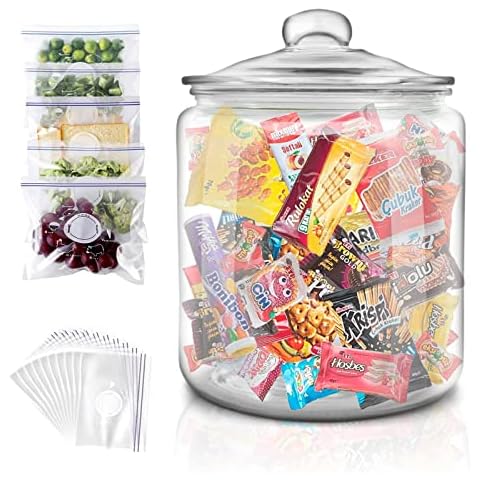 Masthome Tarro de Cristal Grande con Tapa 3,9 L y Bolsa Silicona Reutilizables Cover