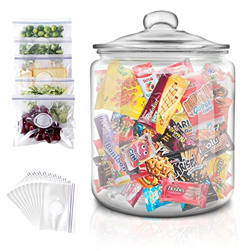 Masthome Boîte à Biscuits en Verre 3,9L Grande Bocal à Biscuits avec Couvercle Hermétique, Bonbonnière Bocal de Conservation en Verre pour Cookies, Bonbons, Farines, Cereales