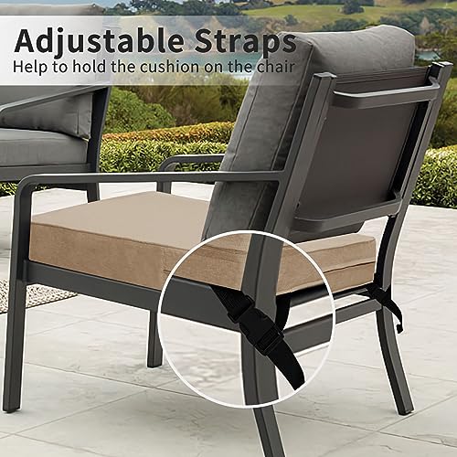 Image of Easy-Going Patio Cushion Covers 20x18x4 Inch 4 Pack, Linen Look Outdoor Water Resistant Chair Seat Cushion Slipcover with Zipper for Outdoor Furniture, Covers Only! Beige