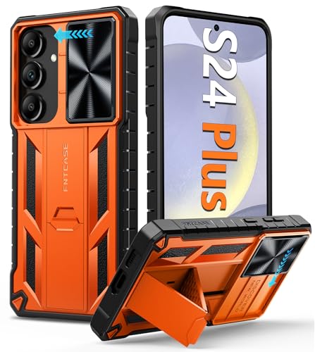 Coque Samsung S24 Plus antichoc de qualité militaire orange avec béquille de protection mate