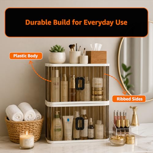 Image of Amazon Basics Plastic Storage Cabinet with Dual Front Doors, Multi-Purpose Organizer for Home, Kitchen & Kids Room, Durable & Lightweight (Medium Size, 2 pic)