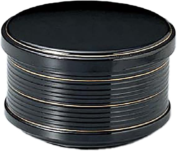 Fukui Craft Ohitsu (Japan Imported) Fukui Craft Ohitsu Japanese Multi-purpose Rice Utensil Set, Black Gold Line, Red Lacquer, Small (10 Guests)