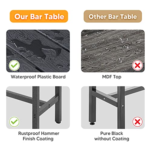 Tmee Outdoor Bar Table Patio High Pub Table 39” L Counter Height Table With Waterproof Top And Sturdy Metal Frame For Hot Tub/Poolside/Garden/Balcony/Hallway/Bistro, Rectangle, Black #TOP6