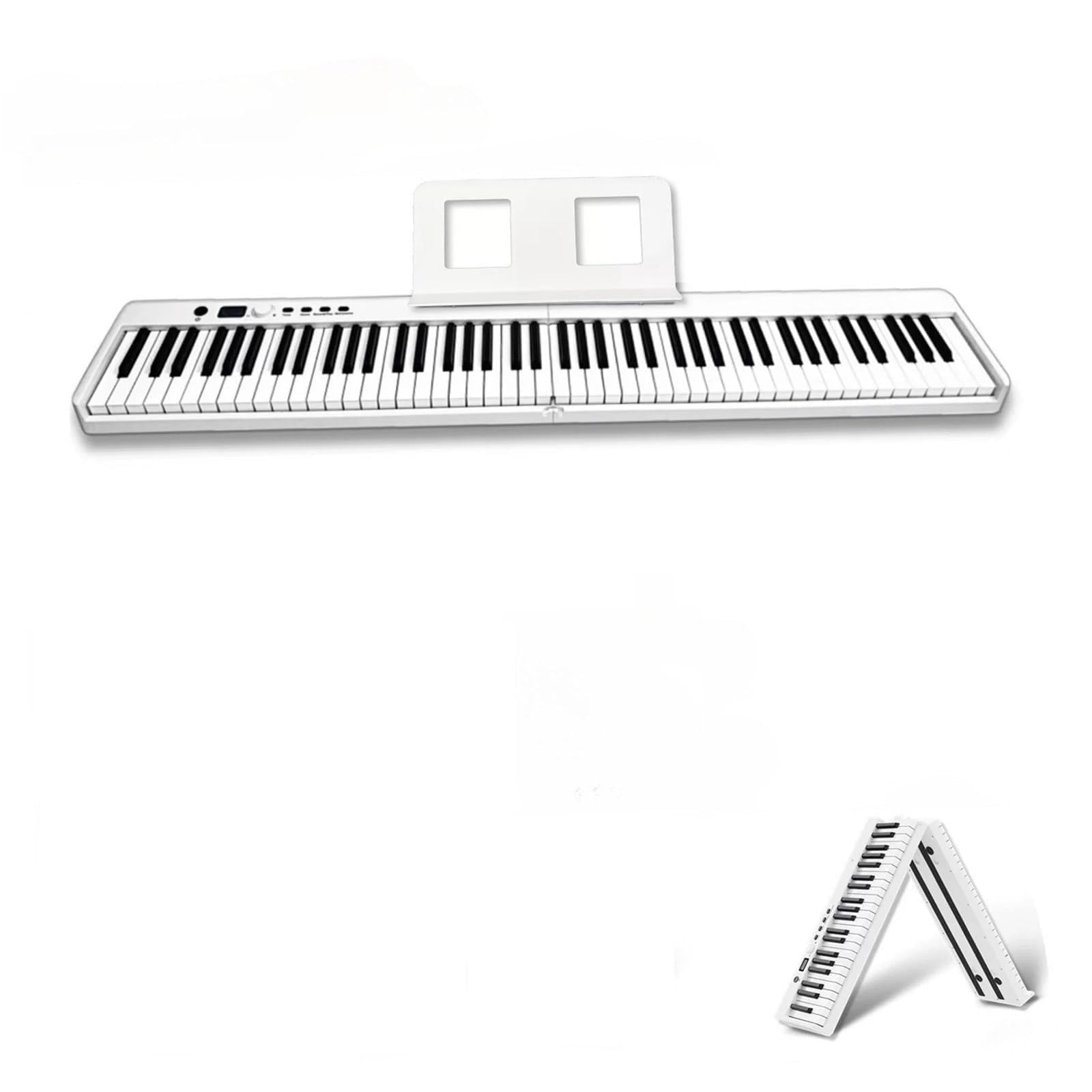 Pianina Dla Początkujących 88-klawiszowe składane pianino dla początkujących przenośne pianino elektroniczne profesjonalne ćwiczenia domowe(White)