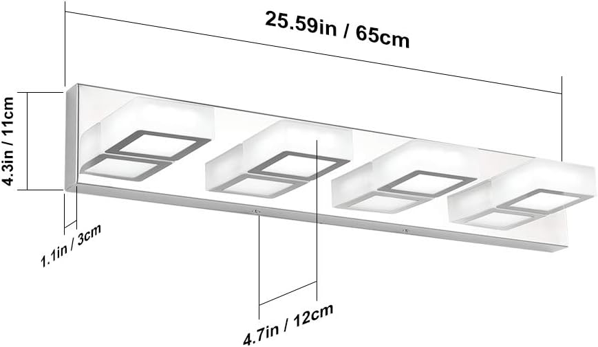 Ralbay LED Modern Vanity Light Bathroom Vanity Lights Over Mirror Acrylic Bathroom Wall Light Fixtures Cool White 6000K