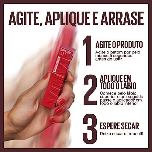 Batom Líquido Maybelline NY Super Stay Vinyl Ink Fearless 4.2ml - Longa Duração, Acabamento Espelhad