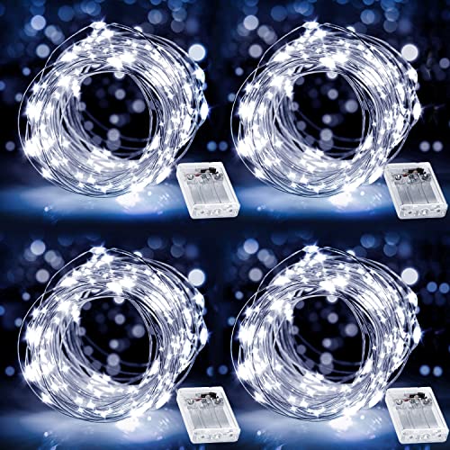 Cadena de luces para exteriores con batería pequeña, cadena de luces de cadena de luces para interiores, funciona con pilas, para habitaciones, luz de botella, luces de hadas - blanco frío Cover
