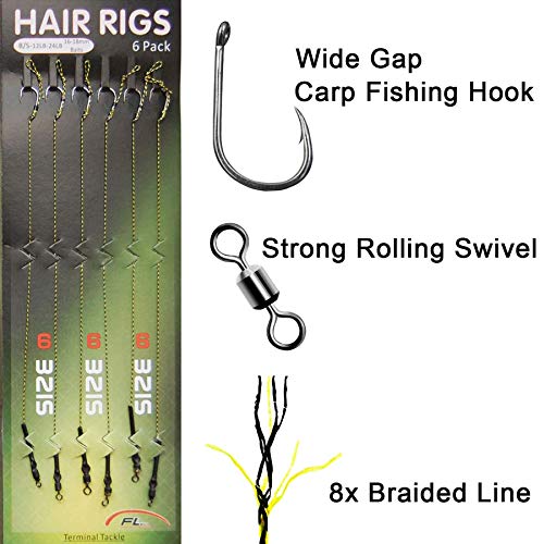 18stk Angelhaken Karpfen Vorfach fertig gebundene Karpfenrigs mit Barbed Karpfenhaken,Boilies Karpfen Rigs zum Karpfen Angelnzubehör