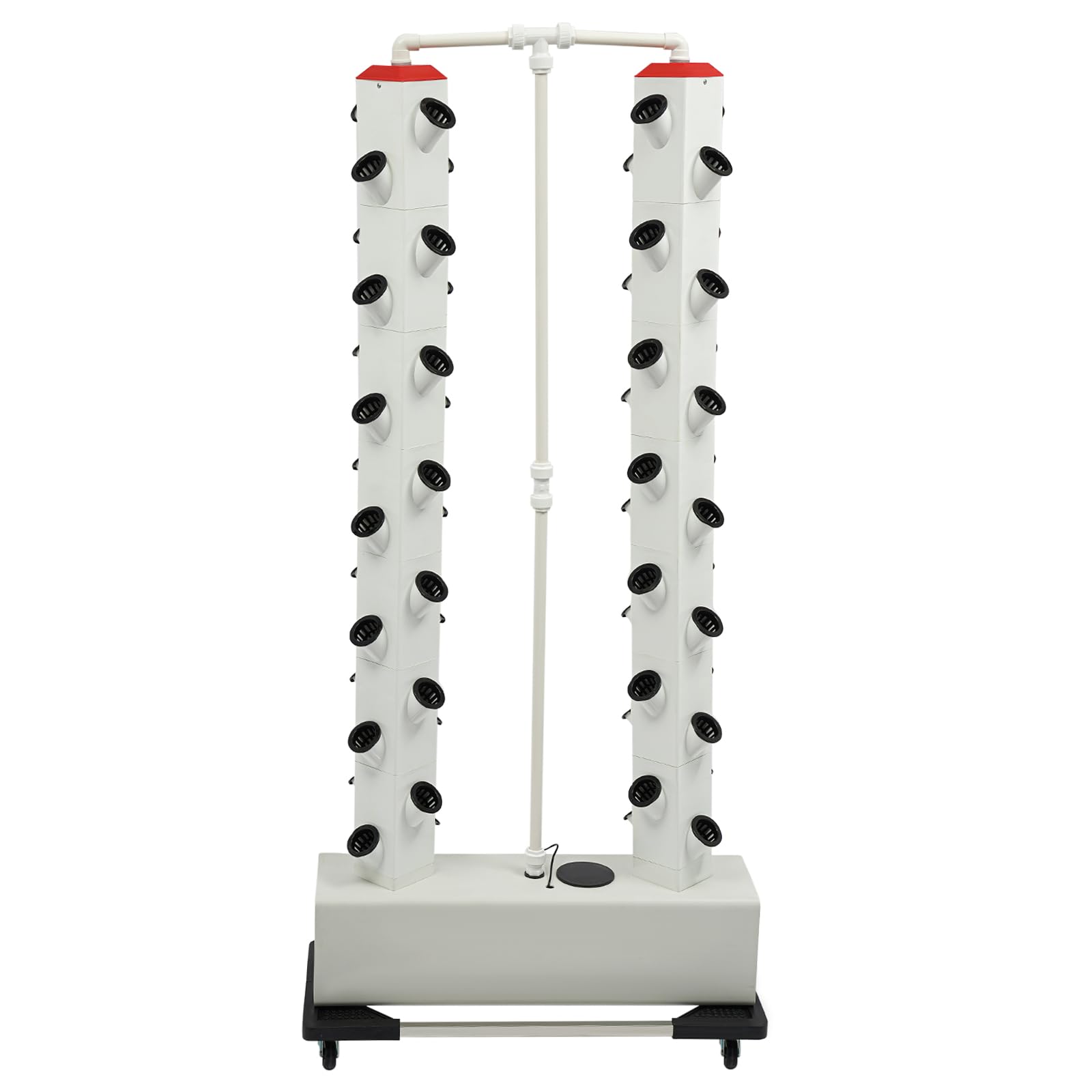 Sistema hidropónico de 56 agujeros, kit de cultivo hidropónico con bomba de agua, sistema de cultivo hidropónico interior/exterior con ruedas, esponja de cultivo, bandejas de siembra,