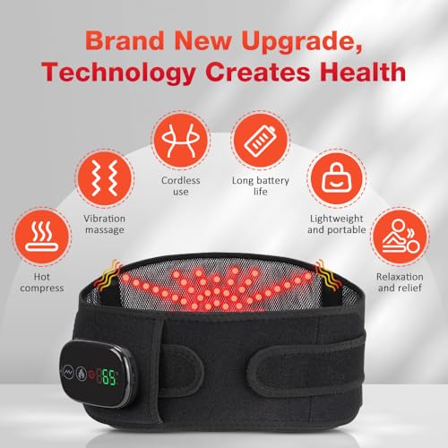 Image of NORTHERN BROTHERS Cordless Heating Pad for Back Pain Relief with Vibration, Heated Waist Belt Wrap for Lower Back & Period Cramps, 5000mAh, 3 Heat & 3 Vibration Modes, Adjustable up to 58 inch, Black