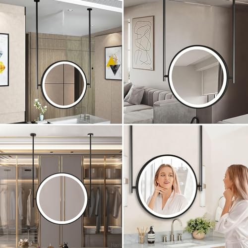 Miroir de maquillage avec éclairage LED variable et cadre métal