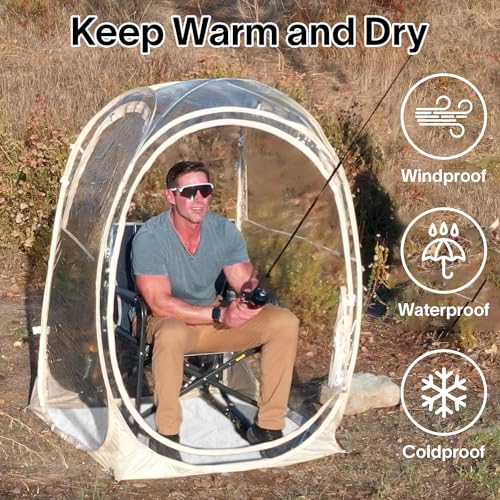 EighteenTek® Pop Up Weather Pod, Sport Pod with Attached Floor, 360° Clear View, UPF 50+ UV Protection, Waterproof All-Weather Instant Shelter for Sports Camping Fishing 40"x40"x62"H by PrivatePod - Image 8