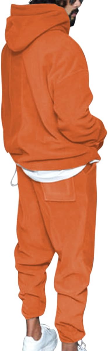 Mens 2 Piece Polar Fleece Tracksuits Hooded Sweatshirts and Sweatpants Casual Jogger Set