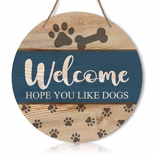 Mandala Soul Welcome Hope You Like Dogs Round Rustic Wood Sign Plaque Vintage Wall Door Art Sign Cute Home Kitchen Farmhouse Garden Front Door Entryway Porch Yard 12 Inch-image-10