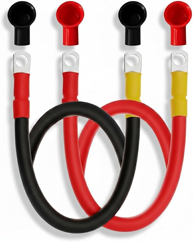 Cabo de bateria 4 AWG Ritikneo com terminais de anel 3/8 in – 2 unidades de 60,96 cm, vermelho e preto