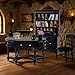 Celltestria 56 Pcs Halloween Miniatures Decorations 1:12 Scale Magic House Accessories Mini Wooden Bookshelf Furniture Set Tiny Sorcery Bottles Books Desk Chair Witch Hat Dollhouse Decor