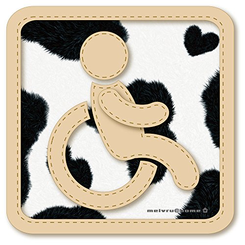 車椅子マーク ステッカー/ウシ柄 牛柄 アニマル柄 身障者マーク 車いす 車イス 福祉車両(うし柄)