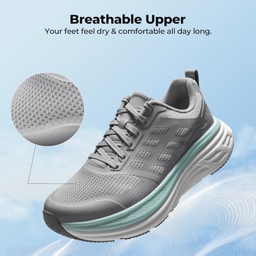 NORTIV 8 NORTIV 8 Women's Walking Shoes Cushion Running Tennis Shoes ActiveFloat Non-Slip Comfortable Breathable Workout Gym Sports Athletic Fashion Sneakers,Size 8,Grey,SNWS245W