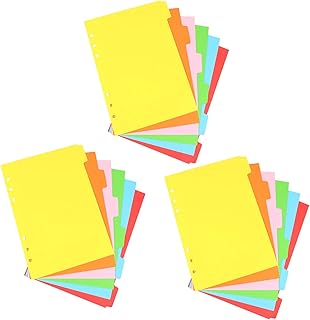 Ciieeo 54 Peças Separador De Página Etiquetas De Plástico Pastas De Cores Pastas De Plástico A5 Fichário Separador De Arquivo Guias Classificador Colorido Etiquetas De Papel Separadores