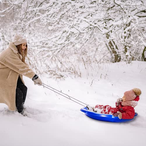 Round Saucer Snow Sled - Premium Canadian Resin Snow Disc - Round Snow Sled Kids And Adult With Pull Cord And Handles - Snow And Sand Outdoor Fun #TOP5